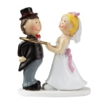 Brautpaar: Hochzeitspaar mit Trauring, 5 cm, Polyresin - 1