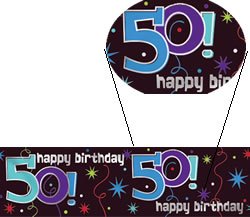 Banner-Bordüre: Schriftzug „Happy Birthday“ und „50“, 360 cm x 13 cm - 1