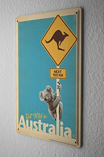 Blechschild Welt Reise Australien Koala Kängeruh Wand Deko Schild 20X30 cm - 1