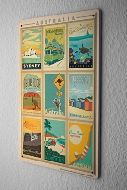 Blechschild Welt Reise Australien Landkarte Wand Deko Schild 20X30 cm