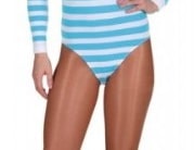 Body türkis-weiß gestreift - 1