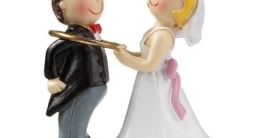 Brautpaar: Hochzeitspaar mit Trauring, 5 cm, Polyresin - 1