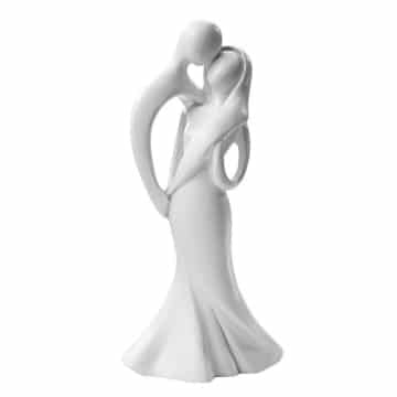 Brautpaar: küssendes Hochzeitspaar, 10 cm, weiß, moderner Stil, Polyresin - 1