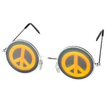 Brille: Nickelbrille mit Peace-Zeichen auf den Gläsern - 1