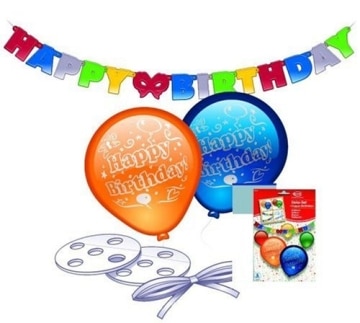 Deko-Set: Luftballons und Buchstabenkette mit Schriftzug „Happy Birthday“ - 1