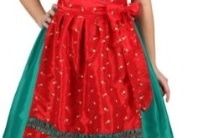 Dirndl: Dirndl-Kombination „Evi“, Kleid und Schürze, rot-grün, verschiedene Größen - 1