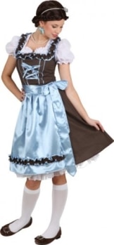 Dirndl „Hannerl“, Kleid, Bluse und Schürze, türkis-braun gepunktet, verschiedene Größen - 1