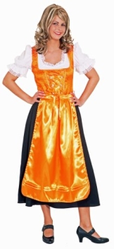 Dirndl „Traudl“ orange-schwarz : Kleid und Schürze - 1