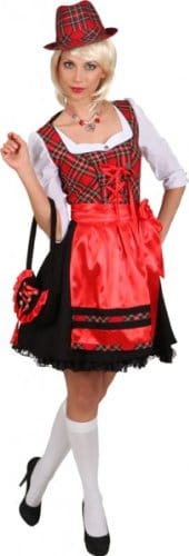 Dirndl „Vroni“, Kleid mit Schürze, schwarz-rot, verschiedene Größen - 1