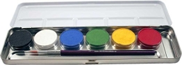 Eulenspiegel Schmink-Set: Schminke mit Pinsel, Metall-Palette, 6 x 5 g - 1