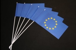 Fahne: Europa-Fahne, 12 x 24 cm mit Stab, 50er-Pack - 1