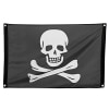 Fahne: Piratenflagge, Stoff, 92 x 60 cm, Metallösen zum Aufhängen - 1