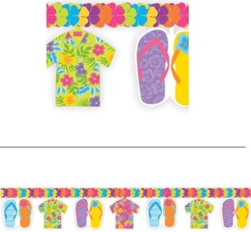 Girlande: Hawaii-Girlande, bunt, Hemd und Flip-Flops, 365 cm - 2