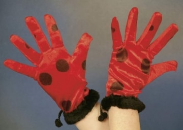 Handschuhe: Käfer-Handschuhe, rot mit schwarzen Punkten - 1