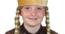 Helm: Wikingermütze, mit Hörnern, blau, Stoff, Kindergröße - 1