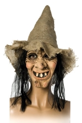 Hexenmaske mit Hut und Haaren, Kostüm Hexe Walpurgis - 1