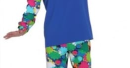 Hippieoberteil blau-bunt mit Blumen - 1