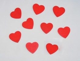 Holz-Konfetti: große rote Herzen, 25 mm, 10 Stück - 1