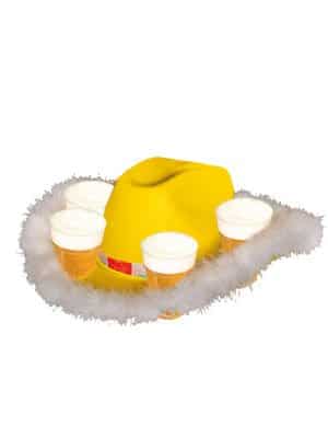 Hut: Bierbecher-Hut für 6 Gläser, als Tablett nutzbar, gelb - 1