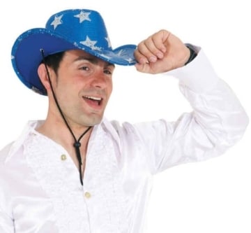 Hut: Cowboyhut, blau, silberne Sterne - 1