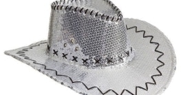 Hut: Cowboyhut, Pailletten, silber - 1