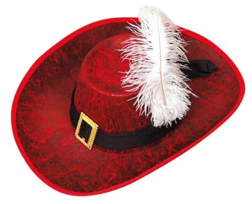 Musketierhut Schwarz oder Rot Fasching Karneval Hut 