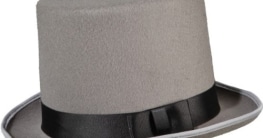 Hut: Zylinder, mit Ripsband als Hutband, grau, 15 cm Höhe, Kopfweite 57, 59, 61 - 1