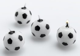 Kerze: Fußball-Kerzen, schwarz-weiß, 4 Stück - 1