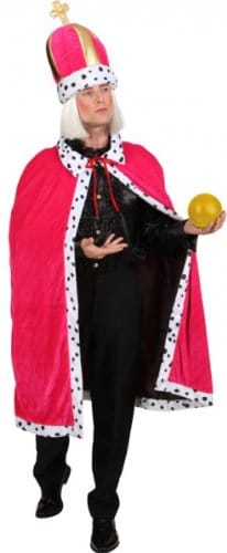 König-Kostüm: Mantel mit Mütze, pink, mit Fellabsatz, Einheitsgröße - 1