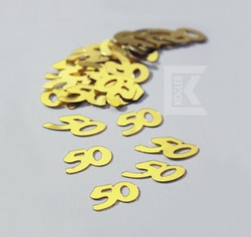 Konfetti: Zahl 50 in Gold als Tischdeko, 10 g - 1