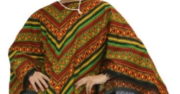 Kostüm: kurzer Mexikaner-Poncho mit Sombrero - 1