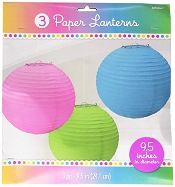 Laterne: Papierlaterne, rund, verschiedene Farben, 24 cm, 3er-Pack - 1