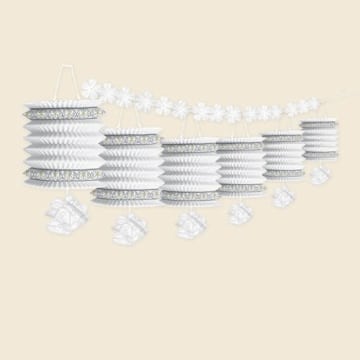 Laternengirlande „Hochzeitsglocken“: weiß, 370 cm lang, 6 Lampions - 1