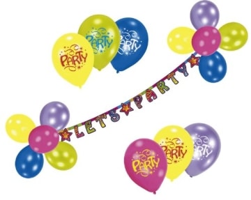 Luftballon-Deko-Set: Ballons und Buchstabenkette „Let’s Party“ - 1