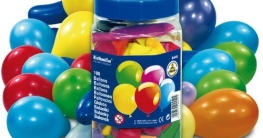 Luftballon: Luftballons in Thekendose, verschiedene Farben und Größen, 100 Stück - 1