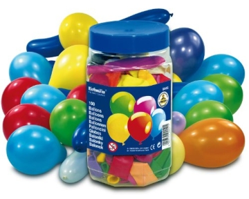 Luftballon: Luftballons in Thekendose, verschiedene Farben und Größen, 100 Stück - 1
