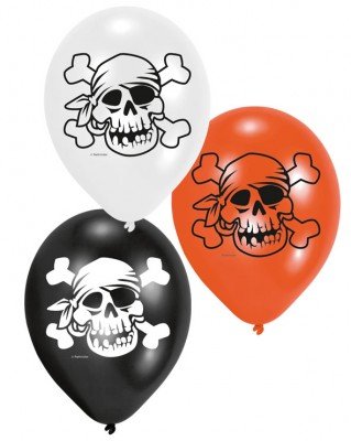 Luftballon: Luftballons „Jolly Roger“ Totenschädel, 6er-Pack - 1