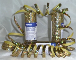 Luftschlange, goldglänzend mit Holoeffekt, 18 Streifen zu 7 mm, 4 m - 1