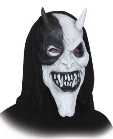Maske: Halloween-Maske, Teufel, schwarz-weiß - 1