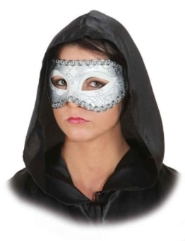 Maske: venezianische Halbmaske, weiß-silber - 1