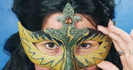 Maske: venezianische Maske Colombina, gold-grün - 1