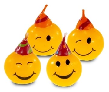 Mini-Figurenkerzen SMILEY, 4er-Pack Dekoration Smileys Kerzen - 1