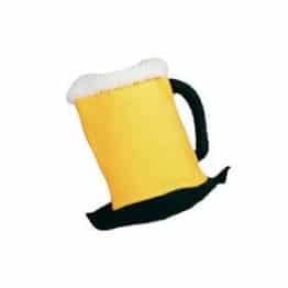 Mütze: Bierkrug-Hut Prost gelb-weiß als Kopfbedeckung zum Oktoberfest - 1