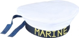 Mütze: Marine-Mütze, Aufdruck „Marine“, weiß und schwarz, Kopfweite 56 und 60 - 1