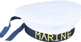 Mütze: Marine-Mütze, Aufdruck „Marine“, weiß und schwarz, Kopfweite 56 und 60 - 1