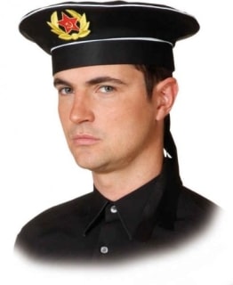 Mütze: russische Marine-Mütze, mit Sowjet-Emblem, schwarz, Kopfweite 56, 58, 60 - 1