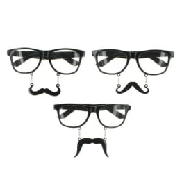 Nerd- Nerd-Brille: Schnauzer-Brille mit Augenbrauen, schwarz - 1