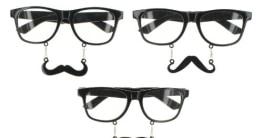 Nerd- Nerd-Brille: Schnauzer-Brille mit Augenbrauen, schwarz - 1