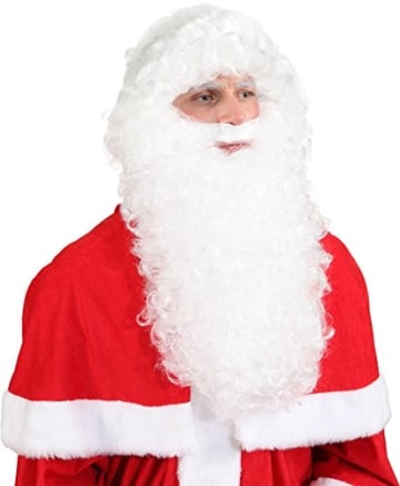 Nikolaus-Set: Weihnachtsmann-Set mit Bart und Perücke, Luxus-Version, weiß - 1