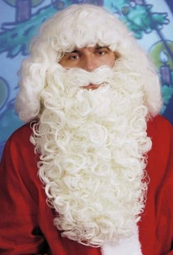 Nikolaus: Weihnachtsmann-Bart mit Kinnstütze, Luxus-Version, weiß - 1